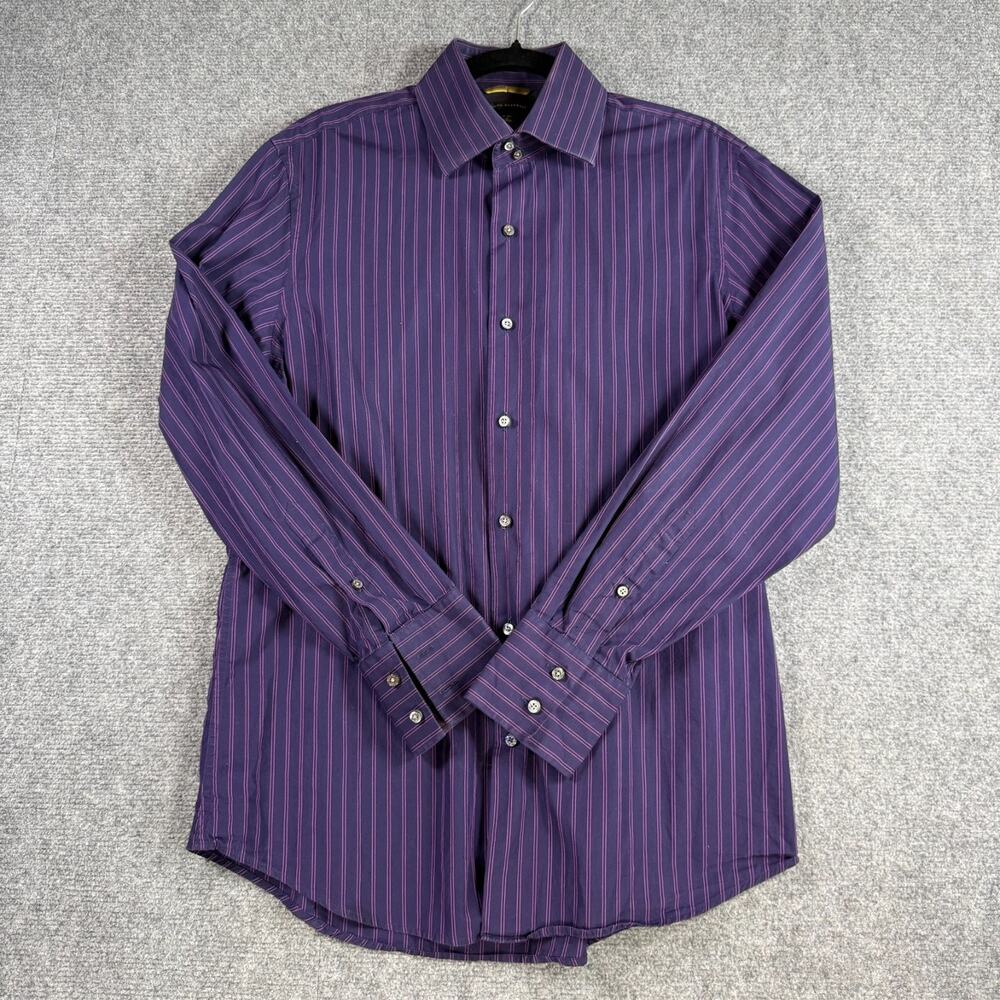 Purple Stripe Banana Republic Mens 15-15.5 M Dress Shirt Long Sleeve Button